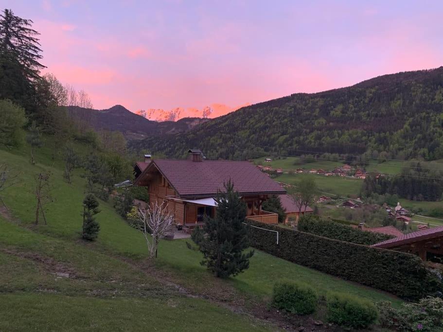 Androsace Appartement Dans Chalet Bois Avec Jacuzzi Privatif Terrasse Et Vue Montagne Les Villards-sur-Thones Exterior photo