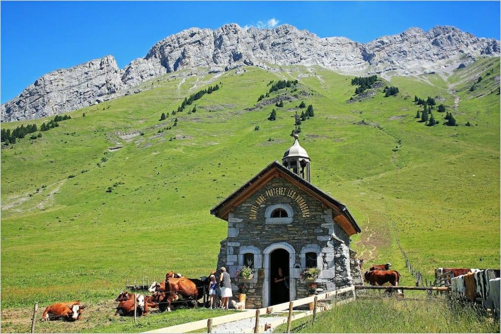 Androsace Appartement Dans Chalet Bois Avec Jacuzzi Privatif Terrasse Et Vue Montagne Les Villards-sur-Thones Exterior photo